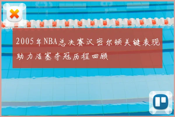 2005年NBA总决赛汉密尔顿关键表现助力活塞夺冠历程回顾