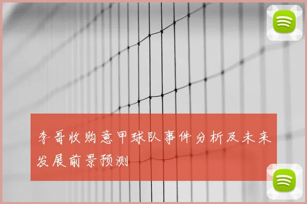 李哥收购意甲球队事件分析及未来发展前景预测